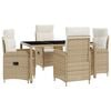 vidaXL Juego de comedor para exteriores 5 uds. Beige y blanco crema
