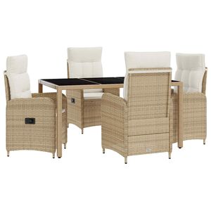 vidaXL Juego de comedor para exteriores 5 uds. Beige y blanco crema