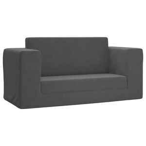 vidaXL Sof&aacute; cama de ni&ntilde;os 2 plazas felpa suave gris antracita