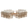 vidaXL Conjunto de sof&aacute;s de exterior 13 pcs Natural y Crema Poli&eacute;ster