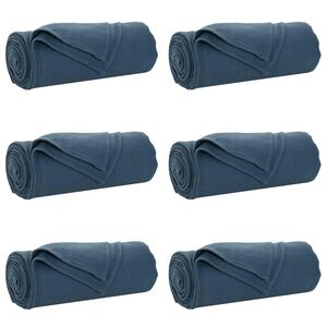 vidaXL Mantitas de Sof&aacute; 6 uds. Azul marino 200 x 150 cm 2.52 kg Lana