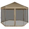 vidaXL Carpa desmontable hexagonal paredes gris taupe 3,6x3,1m 220g/m²