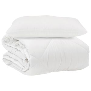 vidaXL Edred&oacute;n con almohada 2 uds. Blanco Microfibra