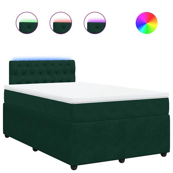 vidaXL Cama box spring con colch&oacute;n terciopelo verde oscuro 120x190 cm
