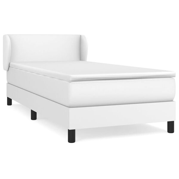 vidaXL Cama box spring con colch&oacute;n cuero sint&eacute;tico blanco 100x200 cm