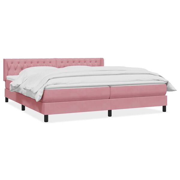 vidaXL Cama box spring con colch&oacute;n terciopelo rosa 180x210 cm