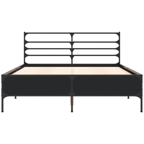 vidaXL Estructura de cama madera de ingenier&iacute;a y metal negro 120x190cm