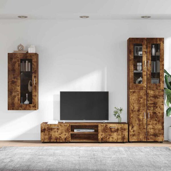 vidaXL Conjunto de mueble de TV con caj&oacute;n FLORIN Roble ahumado