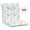 vidaXL Cojines de silla de respaldo bajo 6 uds tela estampado de hojas