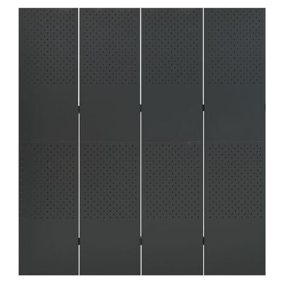 vidaXL Biombos divisores de 4 paneles 2 uds antracita acero 160x180 cm