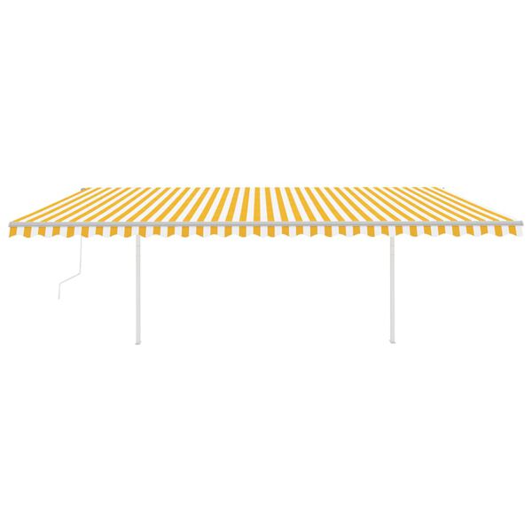 vidaXL Toldo retr&aacute;ctil autom&aacute;tico con postes amarillo y blanco 6x3 m
