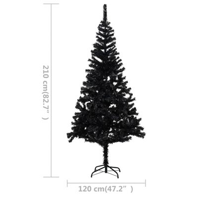vidaXL Árbol de Navidad preiluminado con luces y soporte negro 210 cm