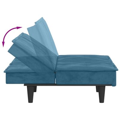 vidaXL Sofá cama con portavasos terciopelo azul