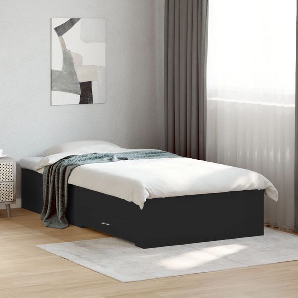 vidaXL Cama con cajones madera de ingenier&iacute;a negro 100x200 cm
