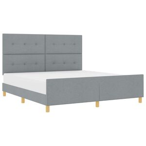 vidaXL Estructura de cama con cabecera Gris claro 180 x 200 cm tela