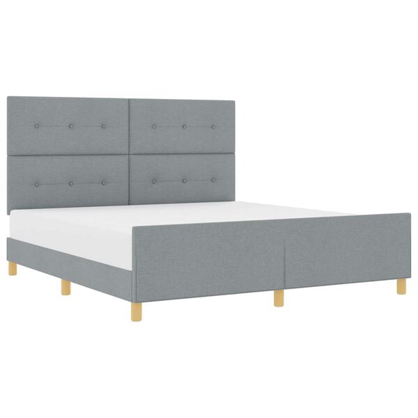 vidaXL Estructura de cama con cabecera Gris claro 180 x 200 cm tela