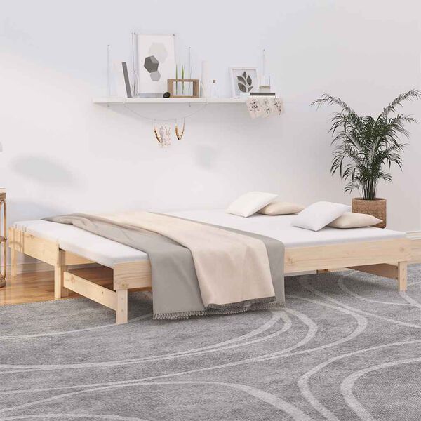 vidaXL Sof&aacute; cama extra&iacute;ble madera maciza de pino 2x(80x200) cm