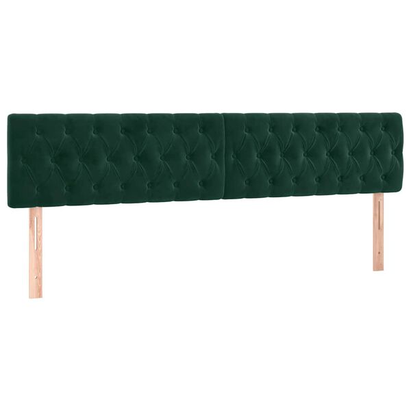 vidaXL Cabeceros 2 unidades de terciopelo verde oscuro 100x7x78/88 cm