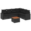 vidaXL Set de comedor de jard&iacute;n 7 pzas y cojines rat&aacute;n sint&eacute;tico negro