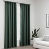 vidaXL Cortinas opacas con ganchos look de lino 2 pzas verde 140x245cm