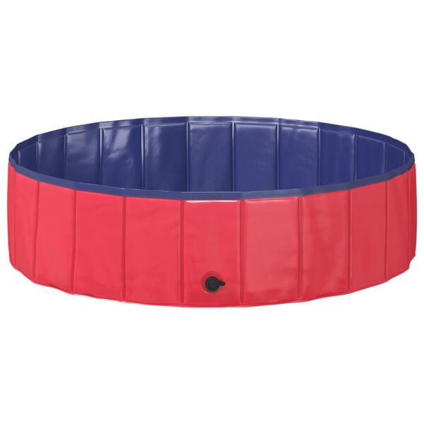 vidaXL Piscina Plegable para Perros Rojo y Azul 120 x 120 x 30 cm PVC