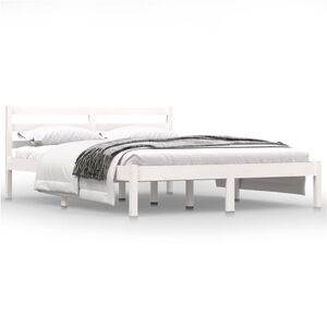 vidaXL Estructura de cama sin colch&oacute;n madera pino blanco 140x190 cm