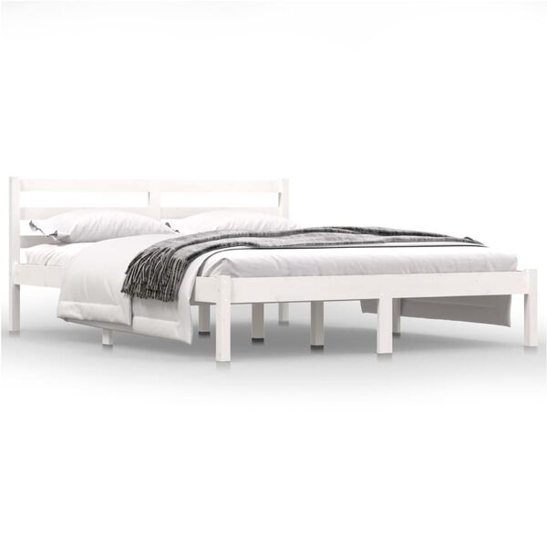 vidaXL Estructura de cama sin colch&oacute;n madera pino blanco 140x190 cm