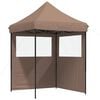 vidaXL Tienda de fiesta plegable Pop-Up con 2 paredes laterales marr&oacute;n
