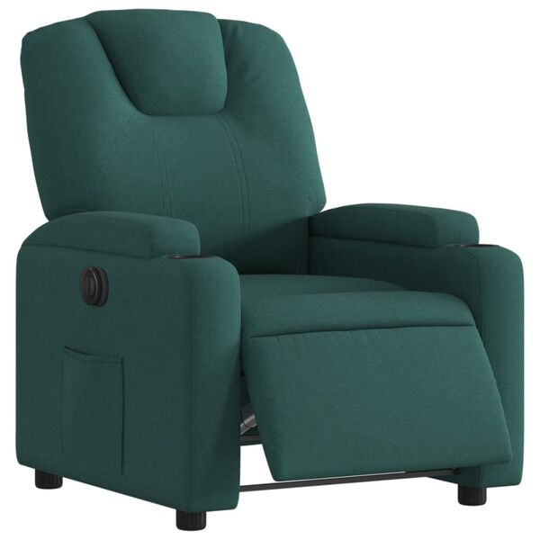 vidaXL Sill&oacute;n reclinable el&eacute;ctrico tela verde oscuro