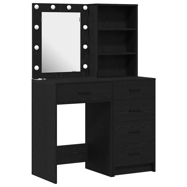 vidaXL Mesa de tocador con caj&oacute;n 2 pcs Negro 50 x 41 x 135 cm
