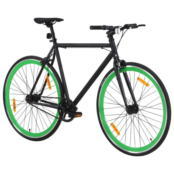 vidaXL Bicicleta de pi&ntilde;&oacute;n fijo negro y verde 700c 59 cm