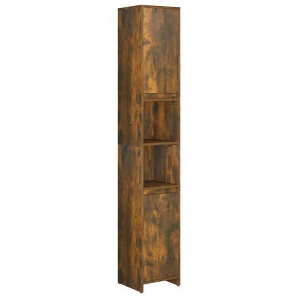 vidaXL Armario baño madera contrachapada roble ahumado 30x30x183,5cm