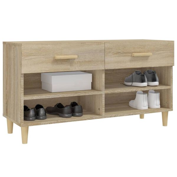 vidaXL Mueble zapatero madera contrachapada roble Sonoma 102x35x55 cm