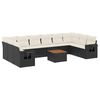 vidaXL Set de sof&aacute;s de jard&iacute;n 11 pzas y cojines rat&aacute;n sint&eacute;tico negro