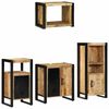 vidaXL Juego de muebles de ba&ntilde;o con caj&oacute;n 4 pcs Madera de mango maciza