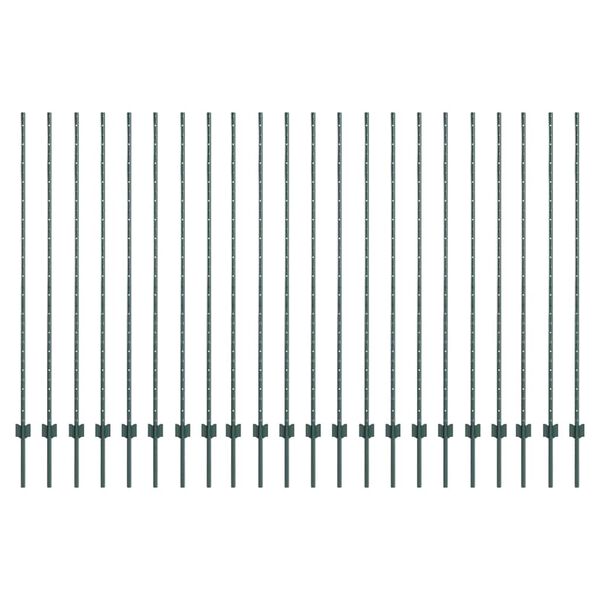 vidaXL Poste de Valla 22 pcs Verde 200 cm Acero