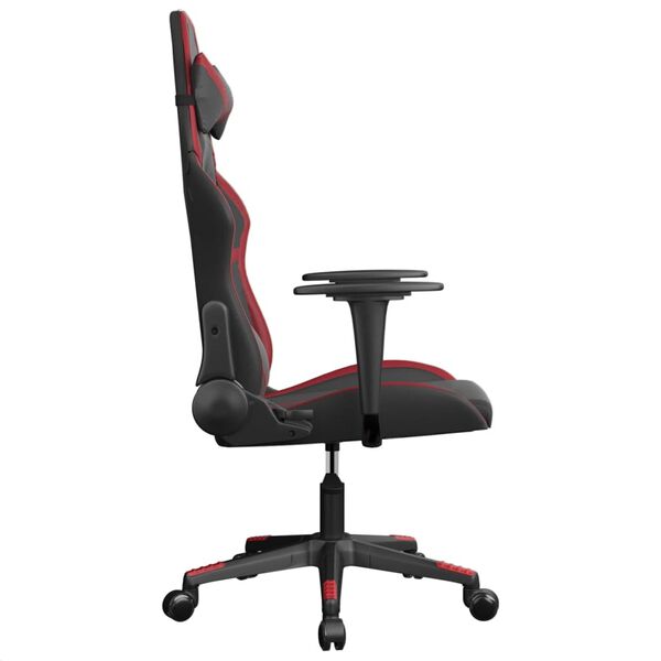 vidaXL Silla gaming cuero sint&eacute;tico negro y rojo vino tinto