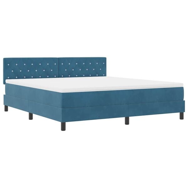 vidaXL Cama Box Spring LED con LED Azul Oscuro 180 x 200 cm Terciopelo