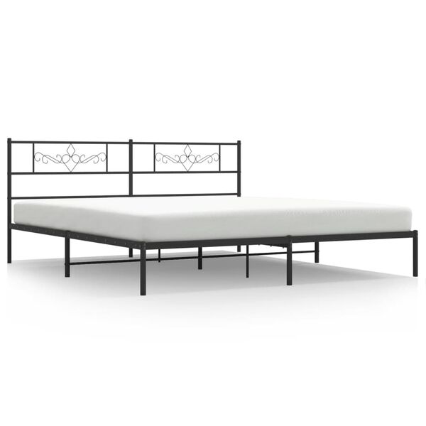 vidaXL Estructura cama sin colch&oacute;n con cabecero metal negro 180x200 cm