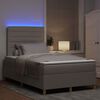 vidaXL Cama Box Spring LED con colch&oacute;n Taup&eacute; 120 x 200 cm tela