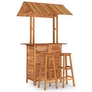 vidaXL Juego muebles de bar de jard&iacute;n 3 piezas madera maciza de acacia