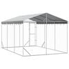 vidaXL Perrera exterior con techo acero galvanizado plata 3x4,5x2,5 m