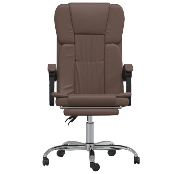 vidaXL Silla de oficina reclinable cuero sintético marrón