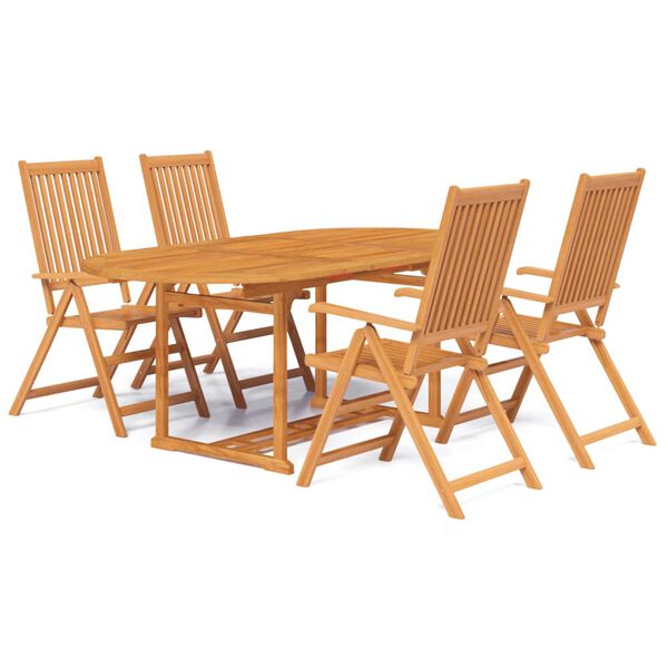 vidaXL Juego de comedor de jard&iacute;n 5 piezas madera maciza de acacia 150-200 cm