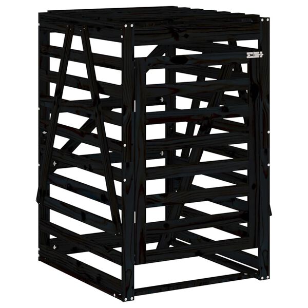 vidaXL Cobertizo para cubos de basura madera pino negro 84x90x128,5 cm