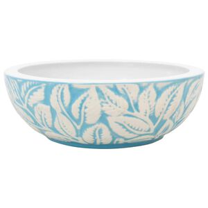 vidaXL Lavabo sobre encimera redondo cer&aacute;mica blanco y azul &Phi;41x14 cm
