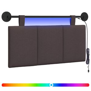 vidaXL Cabecero colgante Con luz LED Marr&oacute;n Oscuro Tela