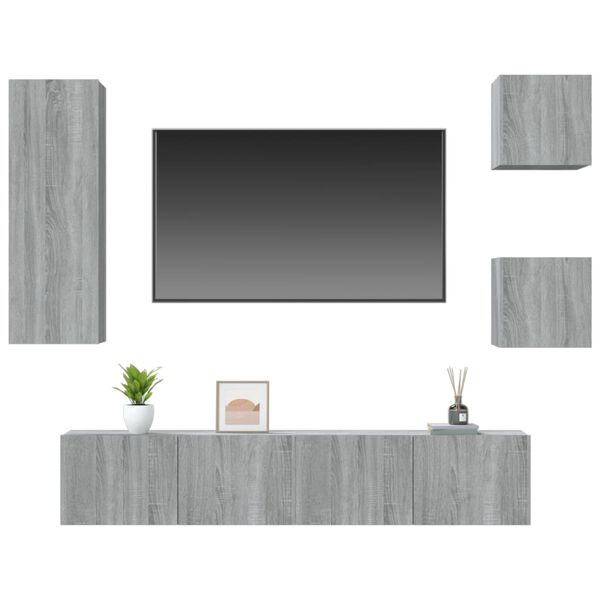vidaXL Set de muebles para TV 5 pzas madera contrachapada gris Sonoma