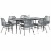vidaXL Juego comedor jard&iacute;n 7 pzas cojines rat&aacute;n sint&eacute;tico vidrio gris