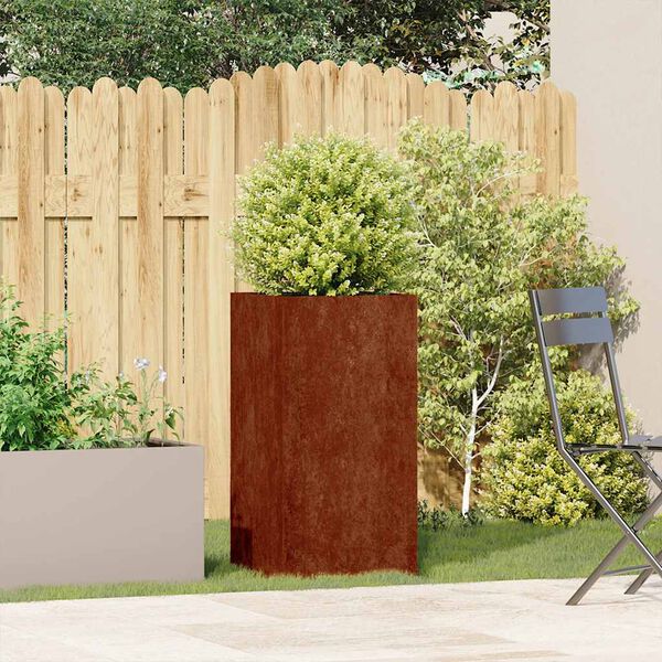 vidaXL Jardinera oxidada 40x40x80 cm acero corten